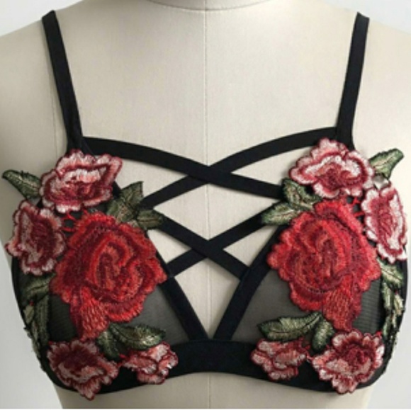 1 DAY SALE ONLY🌹Floral Embriodered Bralette/Bra - Picture 3 of 5